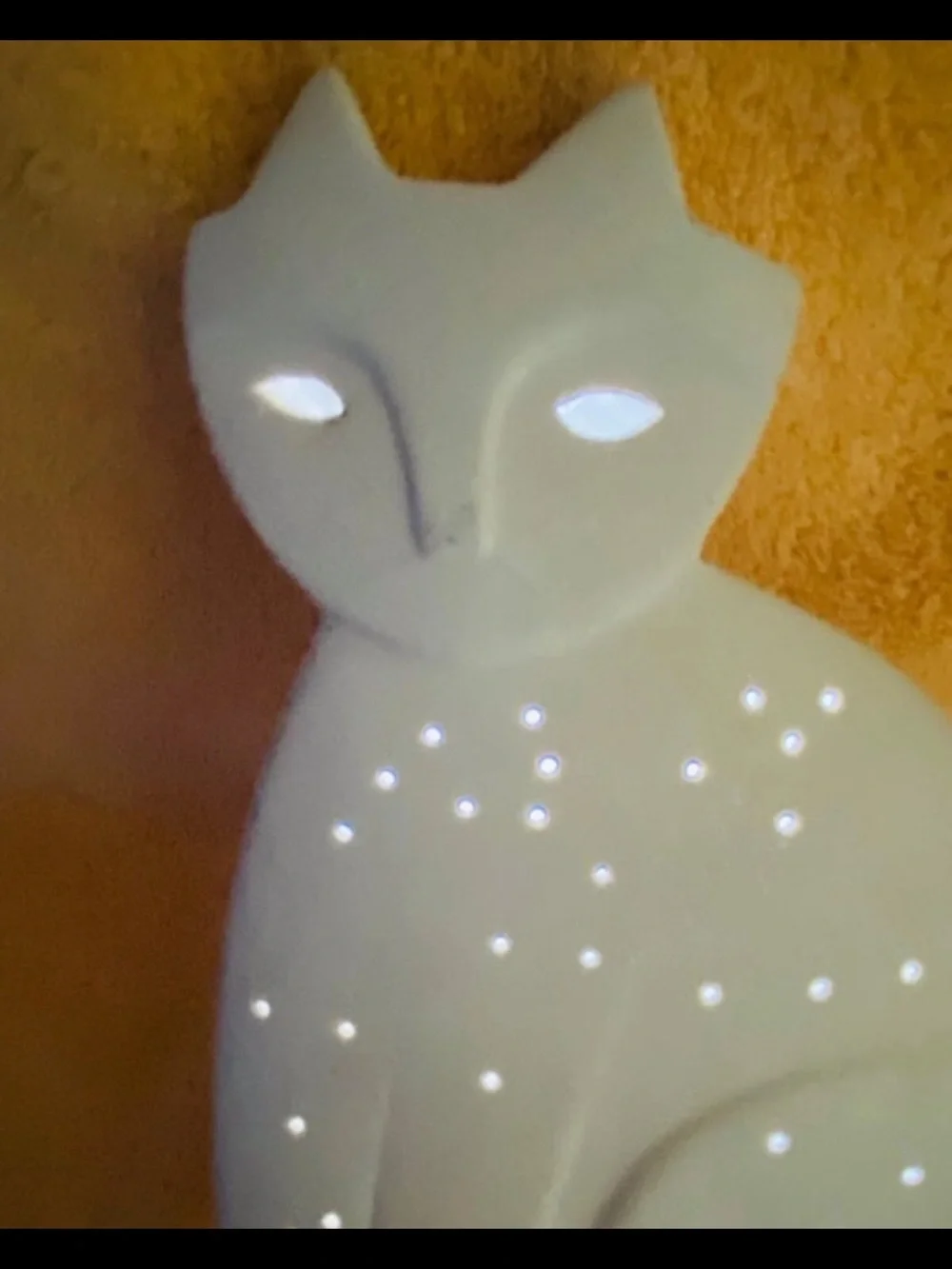 Starry Nights White Ceramic White Cat Lamp Peter Shoebridge RARE HTF OOAK